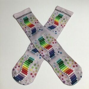 Needle-pointer MEDIUM Crew Socks Seamstress Fun Print Women’s Novelty Purple